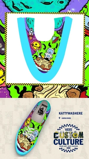 Vans Custom Culture shoe design — psychedelic illustration on a slip-on