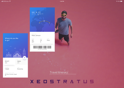 Xeostratus travel app — itinerary and boarding pass