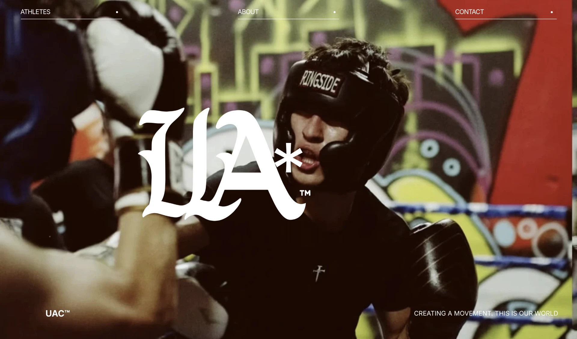 UAC homepage hero with a boxing athlete and gothic UAC wordmark